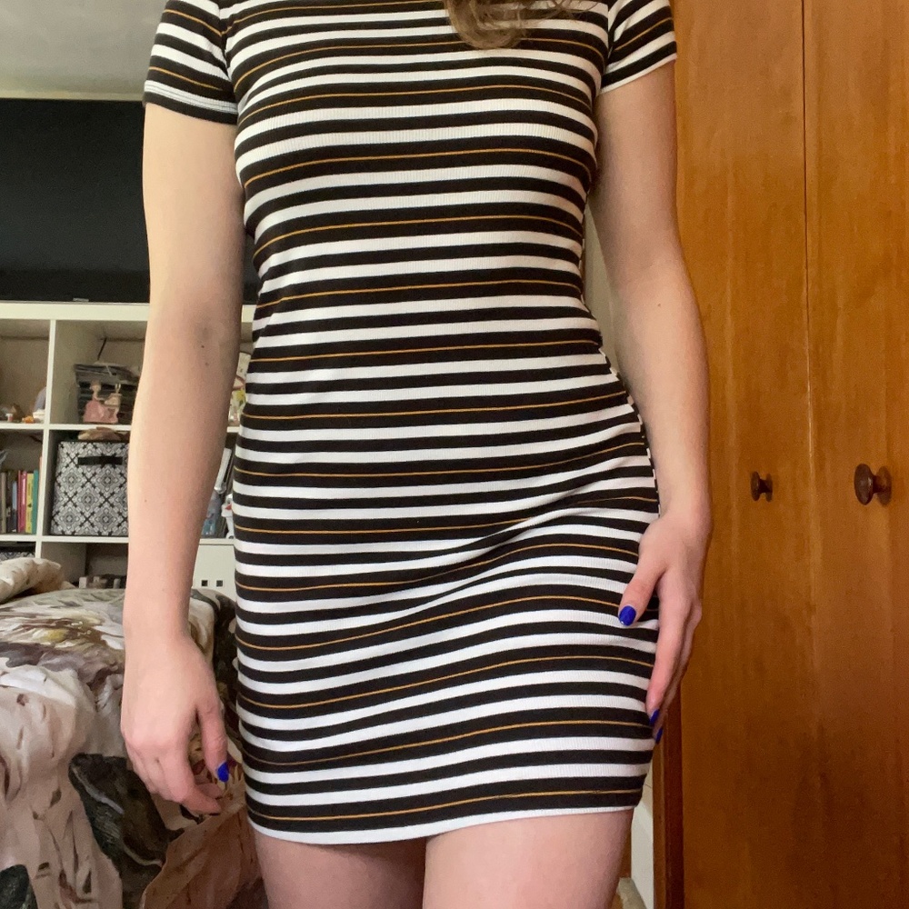 Zara striped body con dress